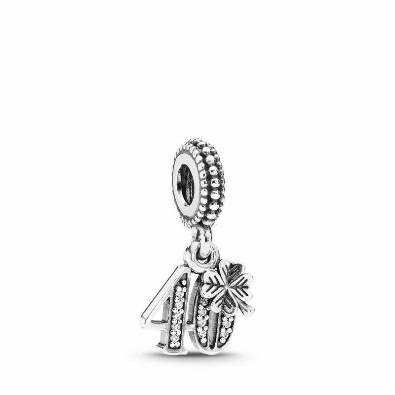 Pandora 40th Birthday Charm - Sterling Silver/Cubic Zirconia - Canada | TU9686DW